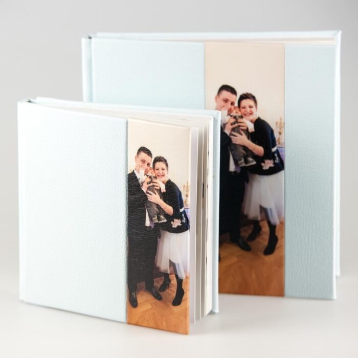 Albume digitale din eco piele albă cu inserție foto de familie
