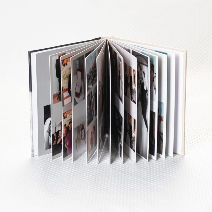 Álbum digital layflat 180° abierto, las hojas se abren perfectamente planas