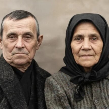 Aceeași fotografie după restaurarea asistată IA cu Adobe Sensei și Google Gemini, colorizată și verificată manual