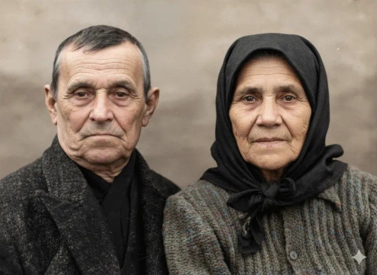 Aceeași fotografie după restaurarea asistată IA cu Adobe Sensei și Google Gemini, colorizată și verificată manual